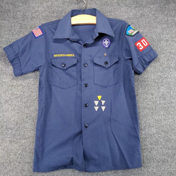 Boy Scouts Of America Youth Uniform Official Shirt Blue Large Chest Flap Pockets - Picture 2 of 12